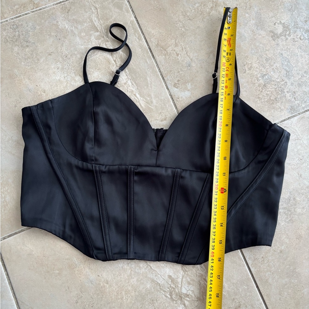 Dynamite Satin Black M Corset Whimsigoth Dark Cottagecore Quiet Lurxury Romantic - Picture 8 of 11